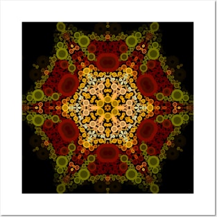 Dot Mandala Flower Yellow Red and Black Posters and Art